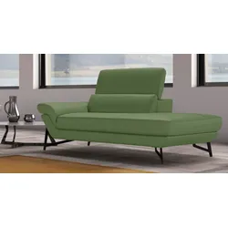 Ottomane EGOITALIANO "Narcisa, Designsofa", grün (sprite), B:174cm H:96cm T:110cm, Leder CAREZZA (echtes Rindsleder) ist ein Naturleder, dass die ursprünglichen Eigenschaften der Haut nicht verändert. Das Vorhandensein von verheilten Narben, Körnungsunterschiede, Falten, Adern, Unterschiede in den Farbtönen und andere Spuren, die die Natur auf diesen Fellen hinterlassen hat, sind ein Beweis für die absolute Echtheit und das Zeugnis ihres großen Wertes., Sofas, mit verstellbarer Kopfstütze, Solitärmöbel als Blickfang