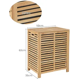 Costway Wäschekorb mit Deckel Groß, 80L Wäschesammler Bambus, Wäschebox mit Wäschesack herausnehmbar & waschbar, Wäschetruhe wäscheschrank für Bad, Schlafzimmer, Wohnzimmer