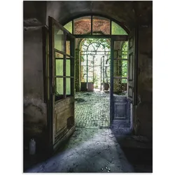 Wandbild ARTLAND "Lost Place - alte Tür Fenster", bunt (farbe bild(er): bunt), B:45cm H:60cm, Bilder, als Alubild, Outdoorbild, Leinwandbild, Poster, Wandaufkleber