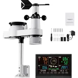 SucceBuy 5-in-1-Wetterstation mit 7,5-Zoll-Display, solarbetriebenem Außensensor, Regenmesser, zur Wettervorhersage sowie Messung von Temperatur, ...