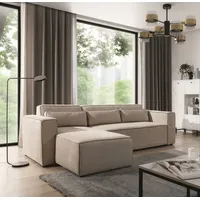 Fun Möbel Ecksofa Schlafsofa WALDO Stoff Poso Beige Ottomane Links - Beige