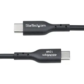 Startech StarTech.com 15cm USB-A auf USB-C Ladekabel, Laden & Synchronisieren, 3A, USB 2.0, TPE-Mantel, Schwarzes USB Schnellladekabel