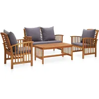 vidaXL Garten-Lounge-Set 4-tlg. natur/dunkelgrau
