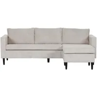 Boxxx Ecksofa, Beige, Textil, Buche, massiv, 2-3-Sitzer, Füllung: Schaumstoff, Ottomane rechts, seitenverkehrt montierbar, L-Form, 218x150 cm, Rücken echt, Wohnzimmer, Sofas & Couches, Wohnlandschaften, Ecksofas