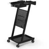 Barberpub Friseurwagen mit Schublade & 2 Ablagen, Friseur Arbeitswagen mit Farbenschale, Folienhalter & 5 Haken, Beauty Salon Trolley Metall, Rollwagen 0085 (schwarz)
