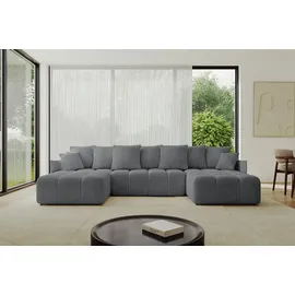 altdecor Ecksofa Cord 6-Sitzer Dunkelgrau