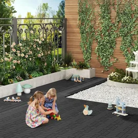 Woltu WPC Terrassenfliese Holzoptik Anthrazit 30 x 30 cm 22 St.