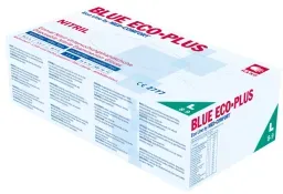 Blue Einmalhandschuhe Nitril Eco-Plus, Blaue Einweghandschuhe aus Nitril, 1 Packung = 100 Stück, Größe L