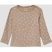 s.Oliver Geripptes Langarmshirt mit All-over-Print - braun - 92