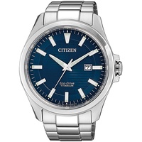 Citizen Herren Analog Eco-Drive Uhr mit Super Titanium Armband BM7470-84L, Silber