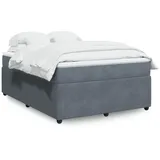 vidaXL Boxspringbett mit Matratze Dunkelgrau 160x200 cm Samt