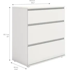 VCM Nora Kommode 3 Schubladen. Weiss.