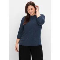 Sheego 3/4-Arm-Shirt Große Größen mit Glitzergarn und U-Boot-Ausschnitt blau
