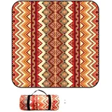 Treer Picknickdecke Wasserdicht isoliert Campingdecke Stranddecke Böhmischer Stil Faltbar Klein Groß Picknickmatte, für Outdoor Strand Camping Wandern Ausflüge (150x200 cm,orange)