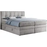 MKS Meble MKS Boxspringbett Hellgrau Textil, 2-Sitzer, H4, Rechteckig, 180x200, cm Schlafzimmer, Betten, Boxspringbetten