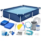 BESTWAY Rechteckiger Rahmenpool 221 x 150 x 43 cm inkl. Filterpumpe
