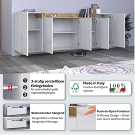 OTTO home BOLSENA 200 x 71,2 x 35 cm Weiß / Eiche Wotan
