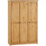 CARO-Möbel Kleiderschrank, Kiefer, Kiefer, Holz, Vintage, 118x175x50 cm, Schlafzimmer, Kleiderschränke, Drehtürenschränke