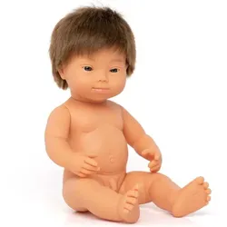 miniland dolls Babypuppe europäischer Junge ohne Kleidung, mit Down-Syndrom