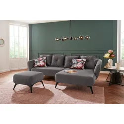 Ecksofa INOSIGN "Baggio L-Form", schwarz (asche), B:277cm H:80cm T:162cm, Sofas, Zierkissen inklusive