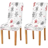 Weihnachten Schneeflocken Esszimmer Stuhlhussen Schonbezüge 4er Set Schneemann Winter Weihnachtsmann Abnehmbare Stretch Stuhlhussen Protector Spandex Waschbar Küche Parsons Stuhlbezug für Esszimmer Ro