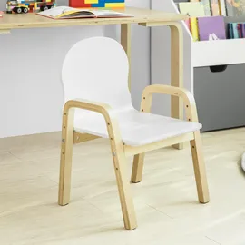 SoBuy Kinderstuhl KMB24-Wx2 höhenverstellbar Holz weiß/beige