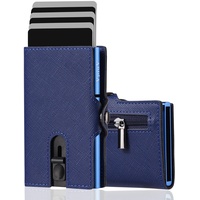VpiuV® Geldbörse Herren - portmonee Herren - kreditkartenetui mit RFID-Schutz - Wallet mit münzfach - Kartenhalter für Herren aus blauem Aluminium mit Geldbörse – Kratzfest, blau