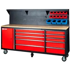 HOLZMANN-MASCHINEN Werkbank »WEWA2130«, Rollen, inkl. Zubehör, schwarz/rot - schwarz | rot