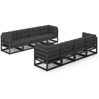 vidaXL 9-tlg. Garten-Lounge-Set mit Kissen Massivholz Kiefer