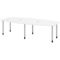 Bümö Konferenztisch Weiß, Silber, Nachbildung, Oval, 280x74x130 cm, FSC