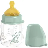 Nip – Weithalsflasche | Babyflasche mit Ventil für optimalen Lufteinstrom und zwei Naturkautschuk-Trinksauger. Stillfreundliche Babyflasche aus robustem Material | Gr. S, 150ml, Türkis