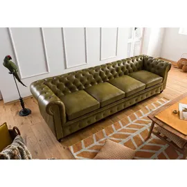 Massivmoebel24 Couch Leder 4-Sitzer Grün