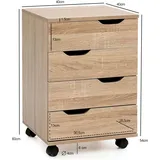 Wohnling Sonoma Rollcontainer 40 x 40 x 60 cm braun
