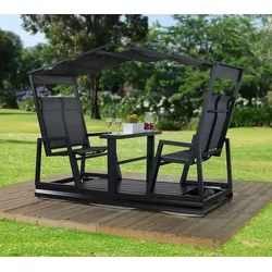 Sojag Aluminium Gartenschaukel Carleton | für 4 Personen | Schwarz | 223x112x192 cm