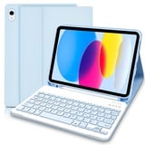 iPad 10 Generation Tastatur Hülle für iPad 10.9 Zoll 2022, Hülle mit Tastatur Deutsche QWERTZ, Wireless Abnehmbare Bluetooth Tastatur für ipad 10th Gen 2022-Blau