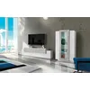 Dmora Wohnzimmermöbel Mirko, TV-Ständer Wohnzimmer-Set, Mehrzweck-Wohnzimmermöbel, 100% Made in Italy, cm 280x45h121, glänzend weiß und Zement