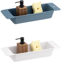 Navaris 2x Spülbeckensieb aus Kunststoff - Sieb Set Abtropfsieb Spüle Spülbecken - Siebkorb Küchensieb - Geschirr Ablage zum Abtropfen - grau blau