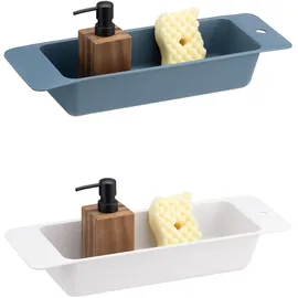 Navaris 2x Spülbeckensieb aus Kunststoff - Sieb Set Abtropfsieb Spüle Spülbecken - Siebkorb Küchensieb - Geschirr Ablage zum Abtropfen - grau blau