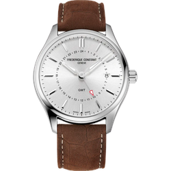 Frederique Constant Classics Quartz Gmt FC-252SS5B6 - Sonnen guilloche,silber,braun - 40mm