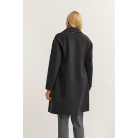 Bugatti Kurzmantel "Loose Fit", Damen, Gr. 36, grau (280, dunkelgrau), 60% Polyester, 30% Wolle, 10% sonstige Fasern, unifarben, loose fit, normaler Saum, Mäntel Kurzmantel, mit Knopfleiste und aus weichem Woll-Mix