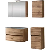 WELLTIME Badezimmer-Set WELLTIME "Kaunas", braun (wotaneiche), B:120cm H:200cm T:49cm, Kastenmöbel-Sets, Breite 120 cm, Soft Close Funktion