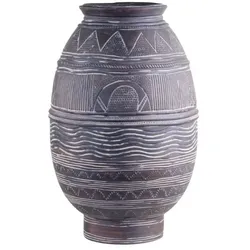 Chic Antique Antike Vase mit Muster, H42,5/D27 cm, kohle