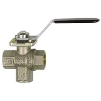 Riegler 3-Wege-Kugelhahn, MS vern., Anschluss unten, T-Bohrung, Rp 3/4