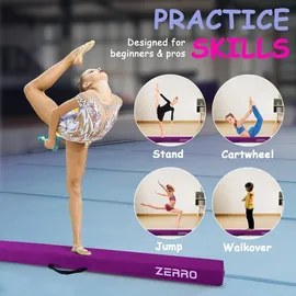 ZERRO CCLIFE Schwebebalken für Zuhause Kinder, 240cm Balken Turnen Faltbare, Turnbalken Gymnastik Balance, Lila