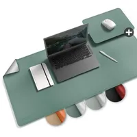 smøla Schreibtischunterlage aus PU-Leder I 85x40cm Abwischbar inkl. XXL Mauspad I Große Tischunterlage, Schreibunterlage – für Büro & Home-Office I Doppelseitig (Agaven-Grün/Grau)