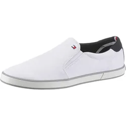 Slip-On Sneaker TOMMY HILFIGER "ICONIC SLIP ON SNEAKER", Herren, Gr. 48, weiß, Textil, sportlich, Schuhe, Slipper, Freizeitschuh, Halbschuh mit seitlichen Stretcheinsätzen
