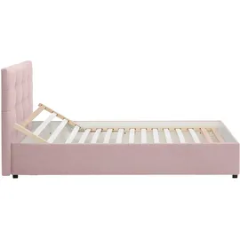 Home Affaire Polsterbett HOME AFFAIRE "Endres", rosa (flamingo), B:103cm L:210cm, imgrägnierte Struktur (100% Polyester), Betten, Polsterbett, mit Bettkasten, wahlweise ohne Matratze/Lattenrost oder incl. Matratze