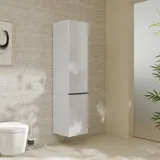 Hansgrohe Xelu Q Hochschrank 54135670, 370x400x1650mm, Türanschlag links, weiß hochglanz, mattschwarz