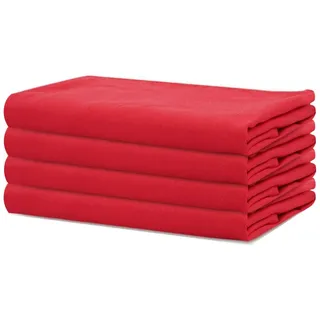 Sweet Needle – Packung mit 4 übergroßen Servietten aus 100% Baumwolle, 45 cm x 45 cm, Rot – Schwerer Stoff für den täglichen Gebrauch mit auf Gehrung geschnittenen Ecken