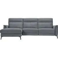 Ecksofa PLACES OF STYLE "Barano, L-Form, 260cm, in Leder und Webstoff" Sofas Gr. B/H/T: 260cm x 97cm x 93cm, Webstoff, Recamiere links, grau (dunkelgrau) elektrische Relaxfunktion, Kopfteilverstellung, mit USB-Anschluss.